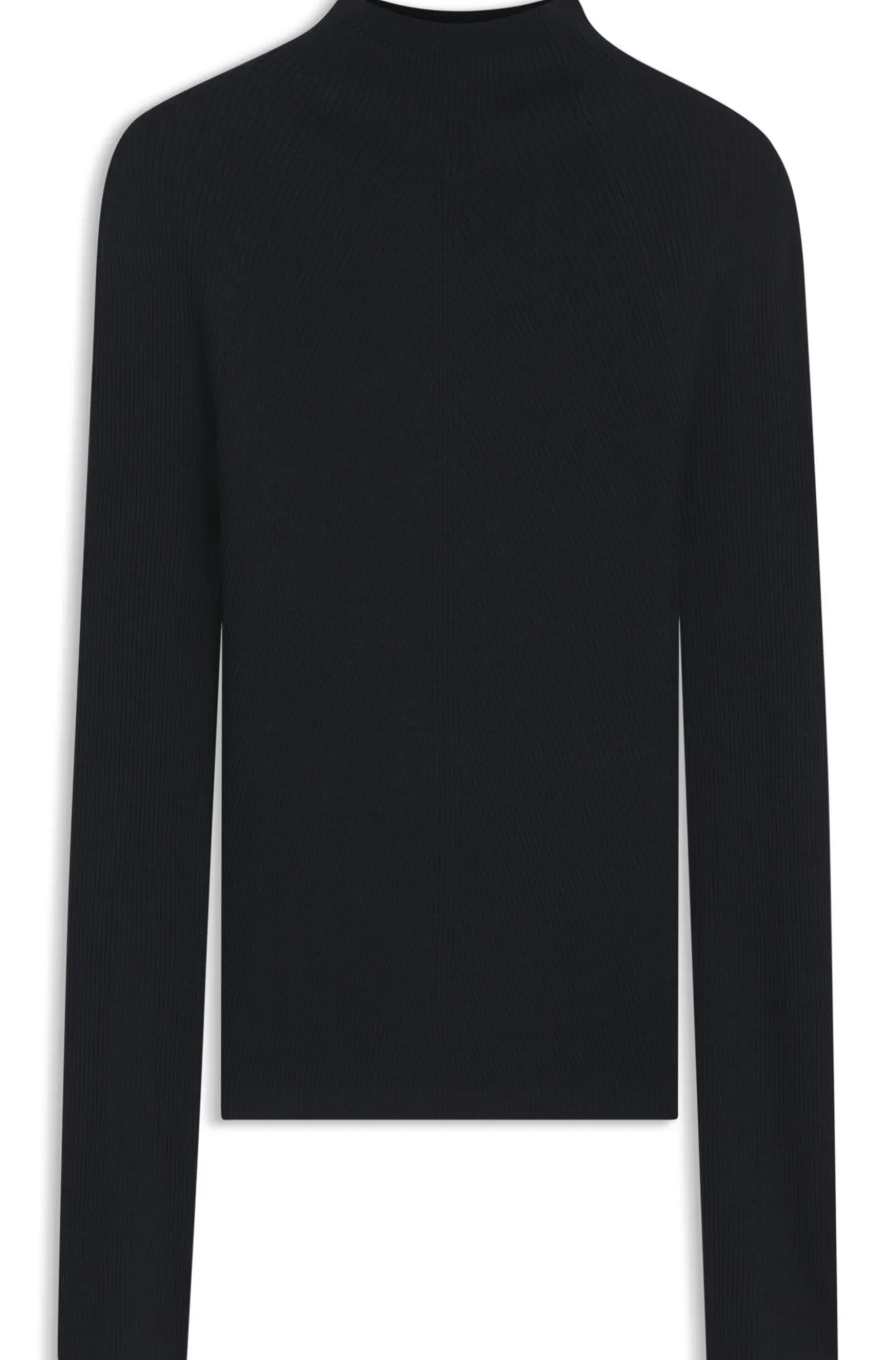 Mock-neck sweater in ribbed merino wool