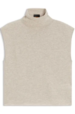 Mock-neck top in cashmere and virgin wool