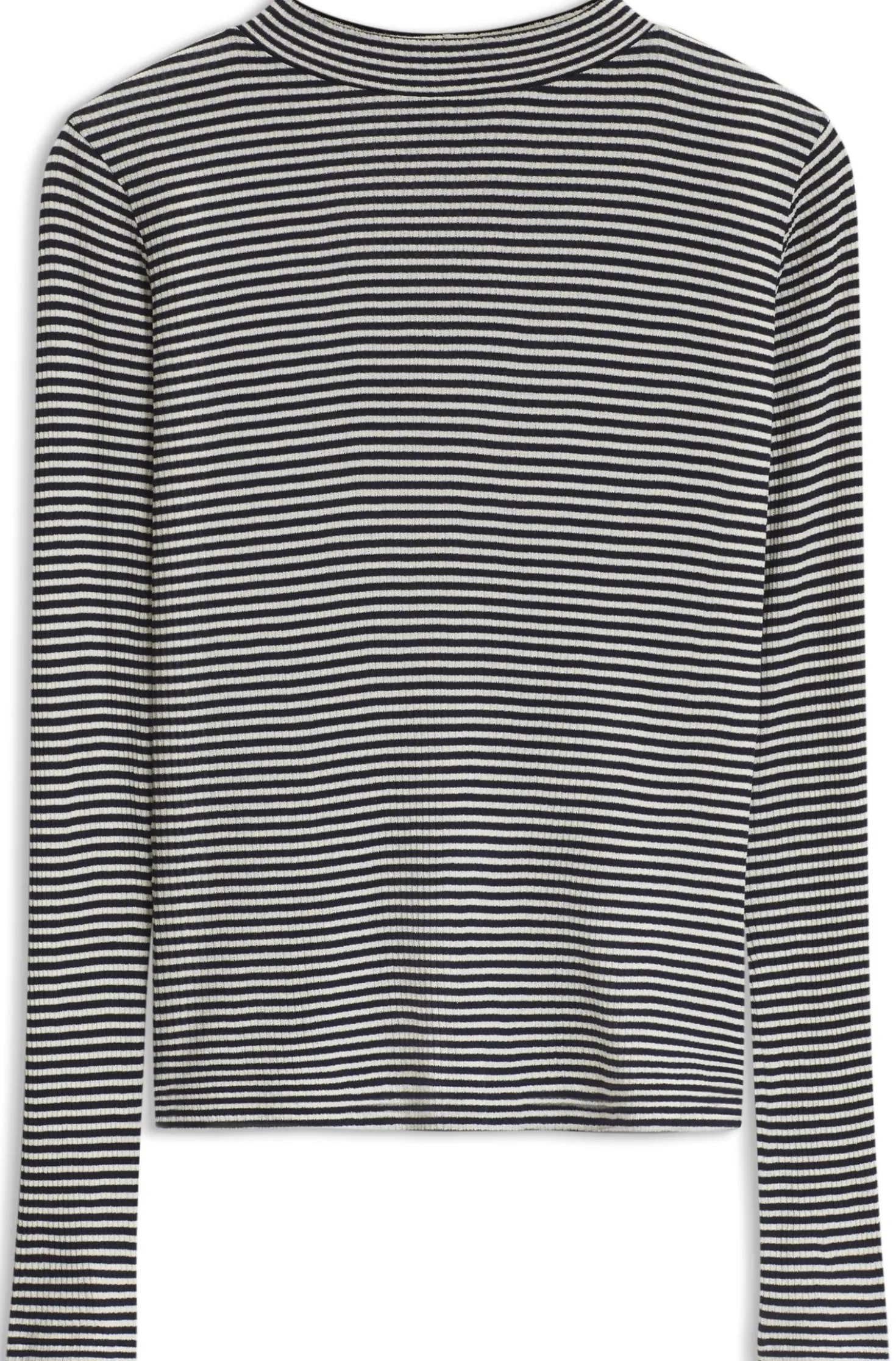 Mock-neck top in striped cotton crepe