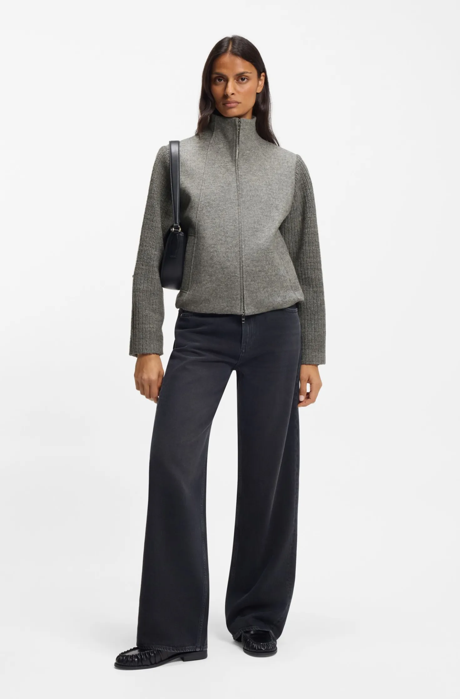 Modern-fit blazer in boiled virgin wool