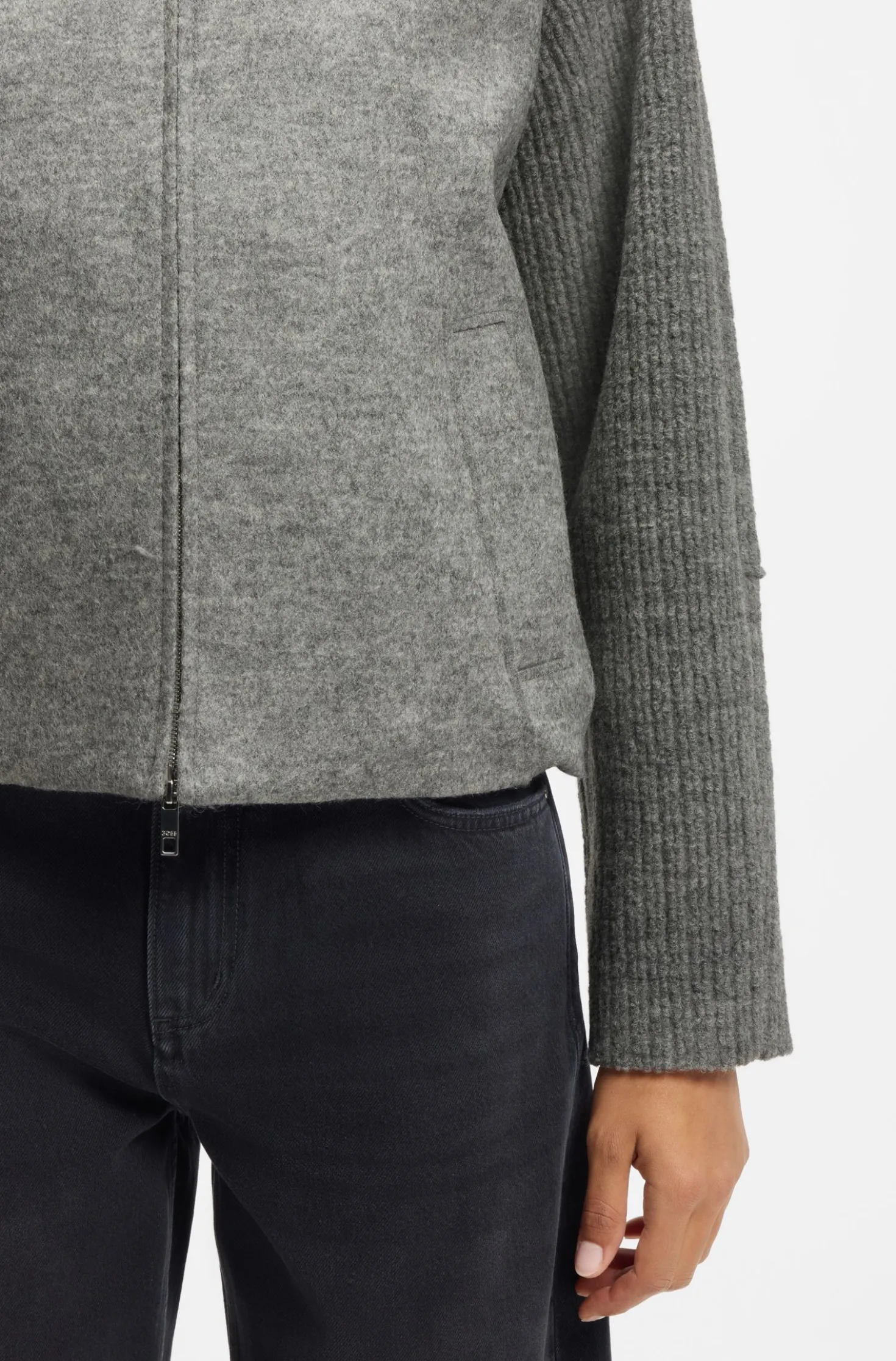 Modern-fit blazer in boiled virgin wool