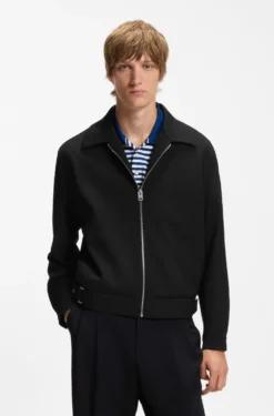 Modern-fit jacket in performance-stretch canvas