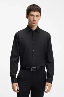 Modern-fit shirt in easy-iron cotton poplin