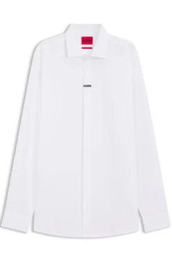 Modern-fit shirt in stretch cotton with concealed placket