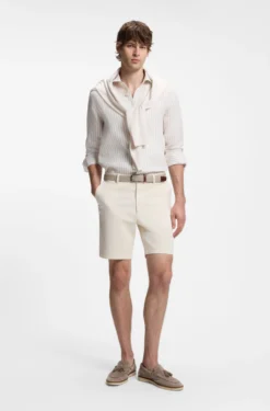 Modern-fit shorts in overdyed stretch-cotton twill