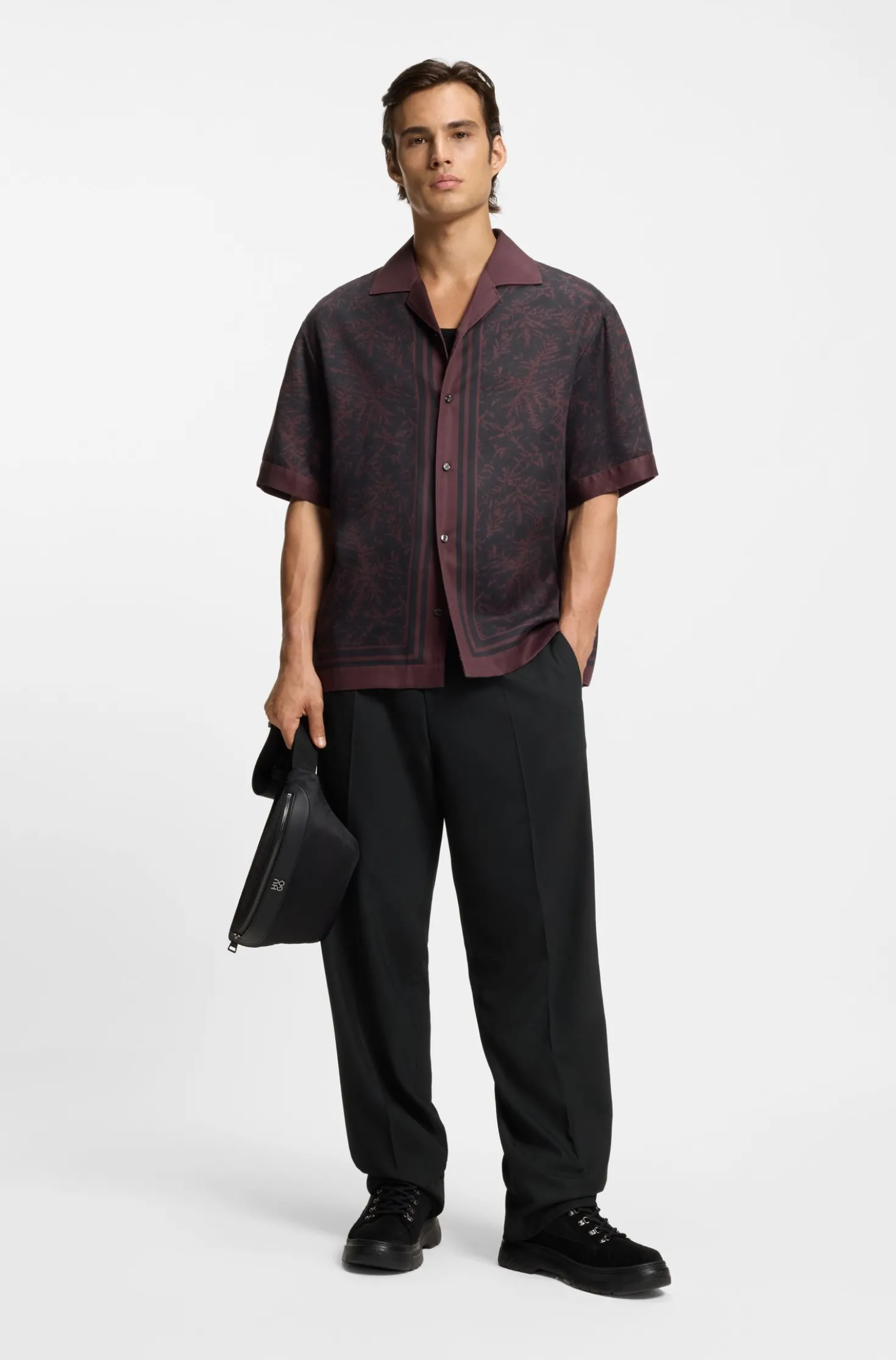 Modern-fit stretch-twill formal trousers