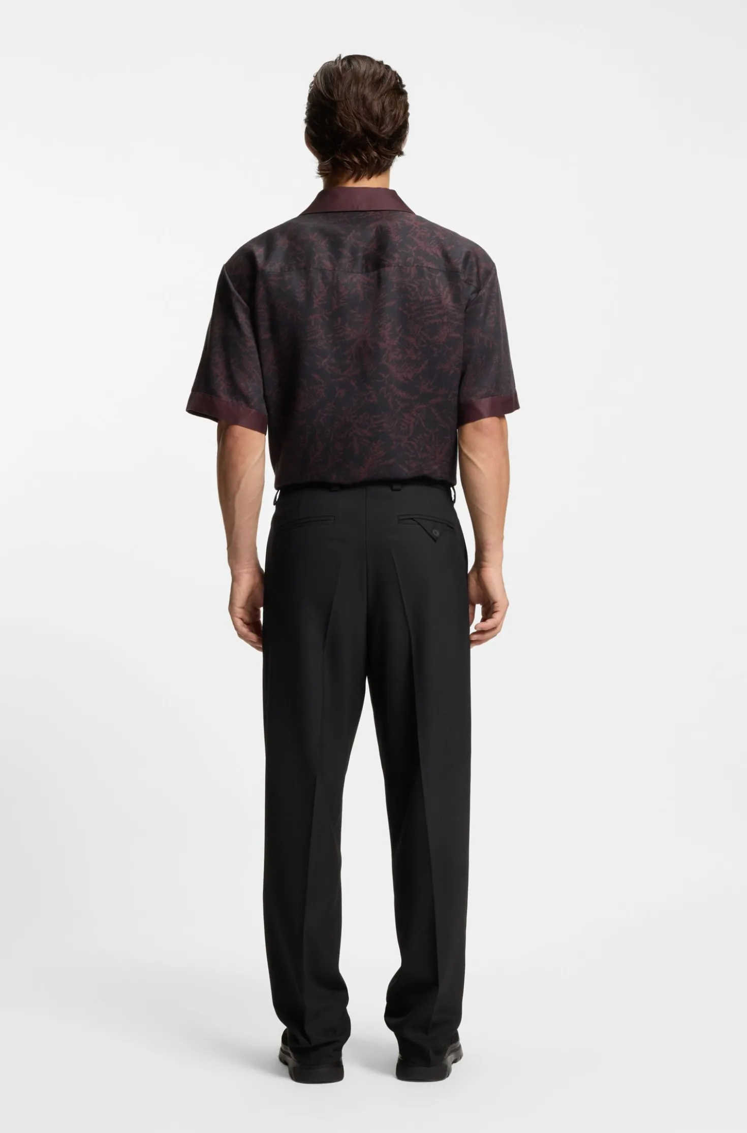 Modern-fit stretch-twill formal trousers