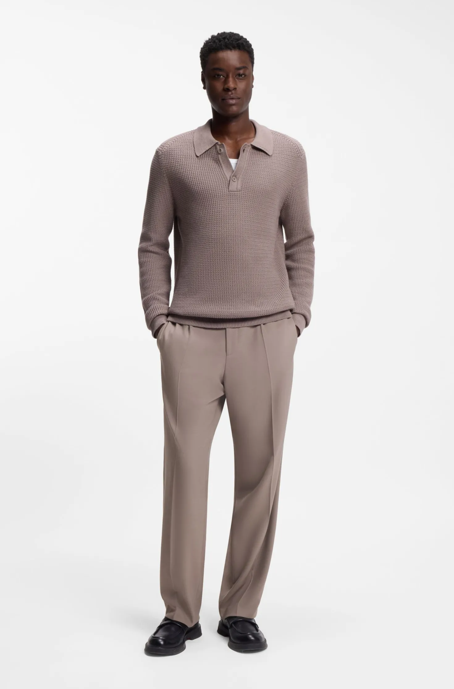 Modern-fit stretch-twill formal trousers