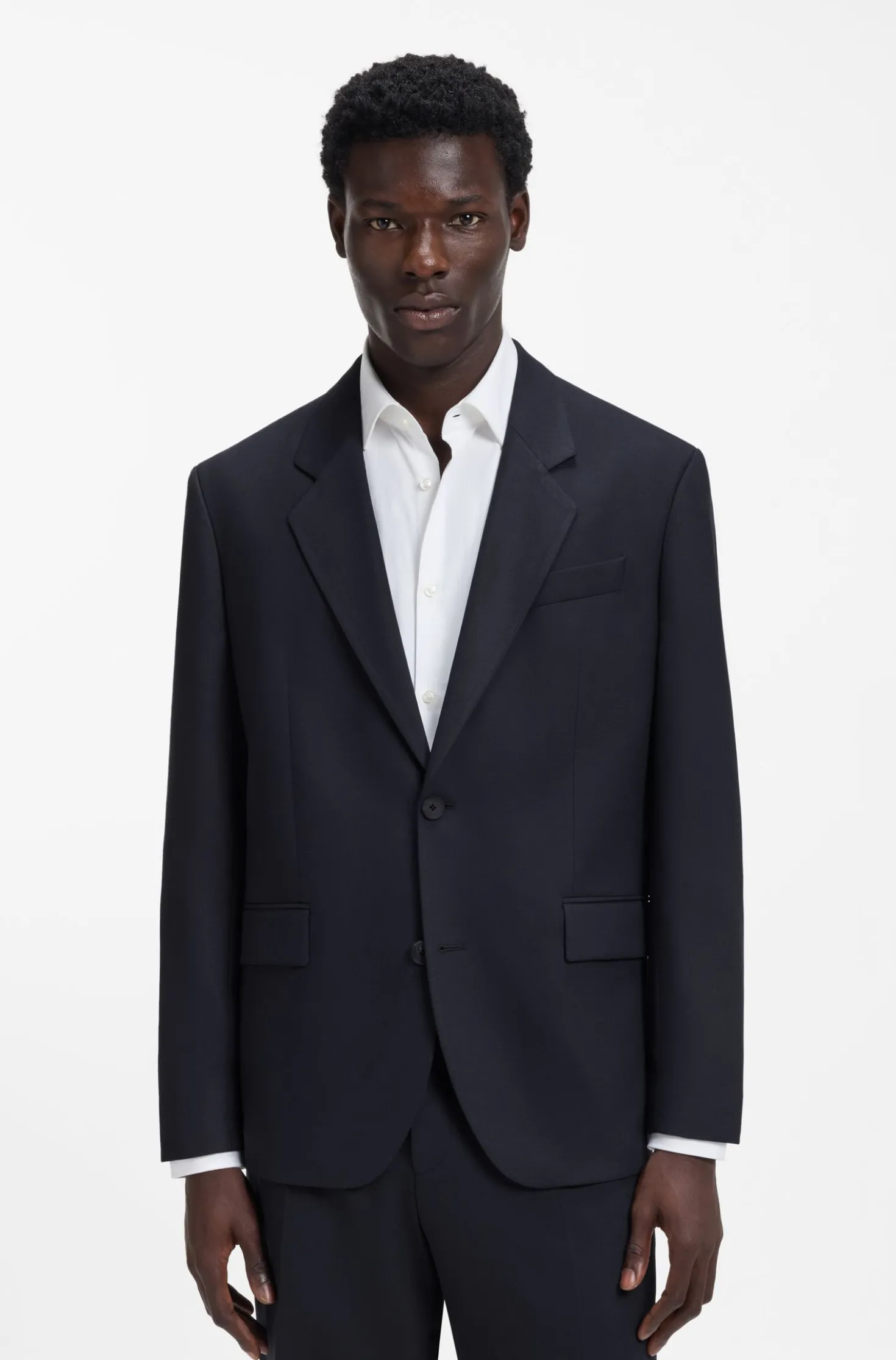 Modern-fit suit jacket in performance-stretch twill