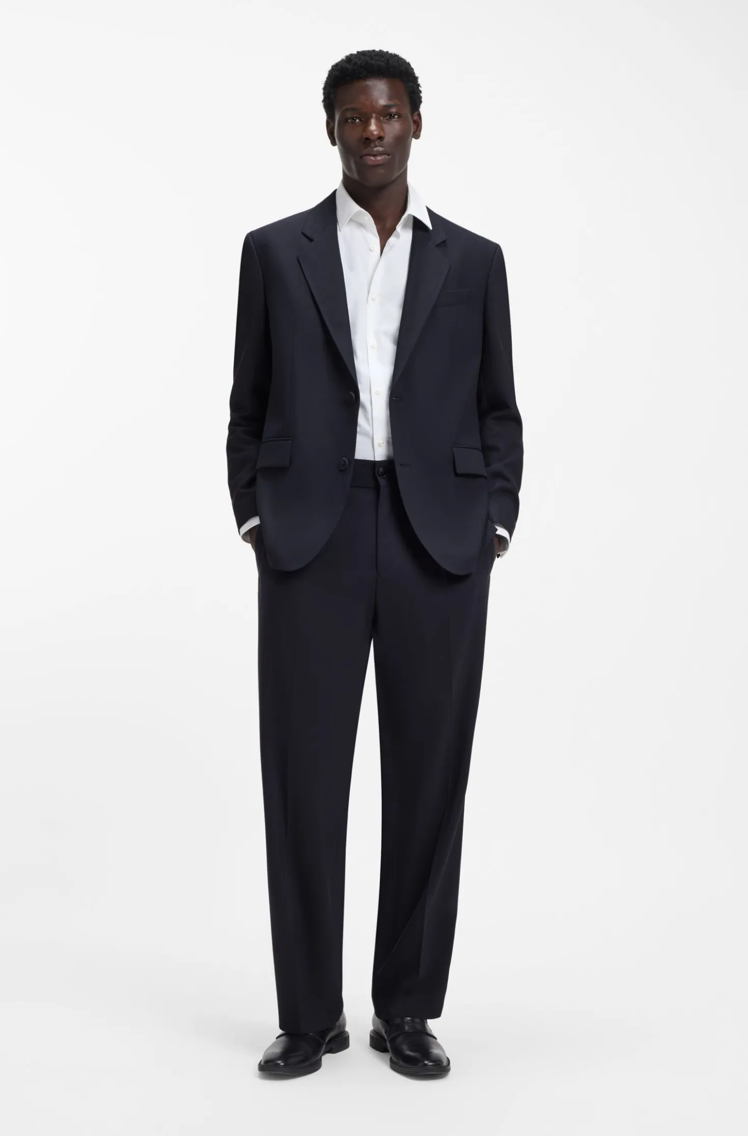 Modern-fit suit jacket in performance-stretch twill