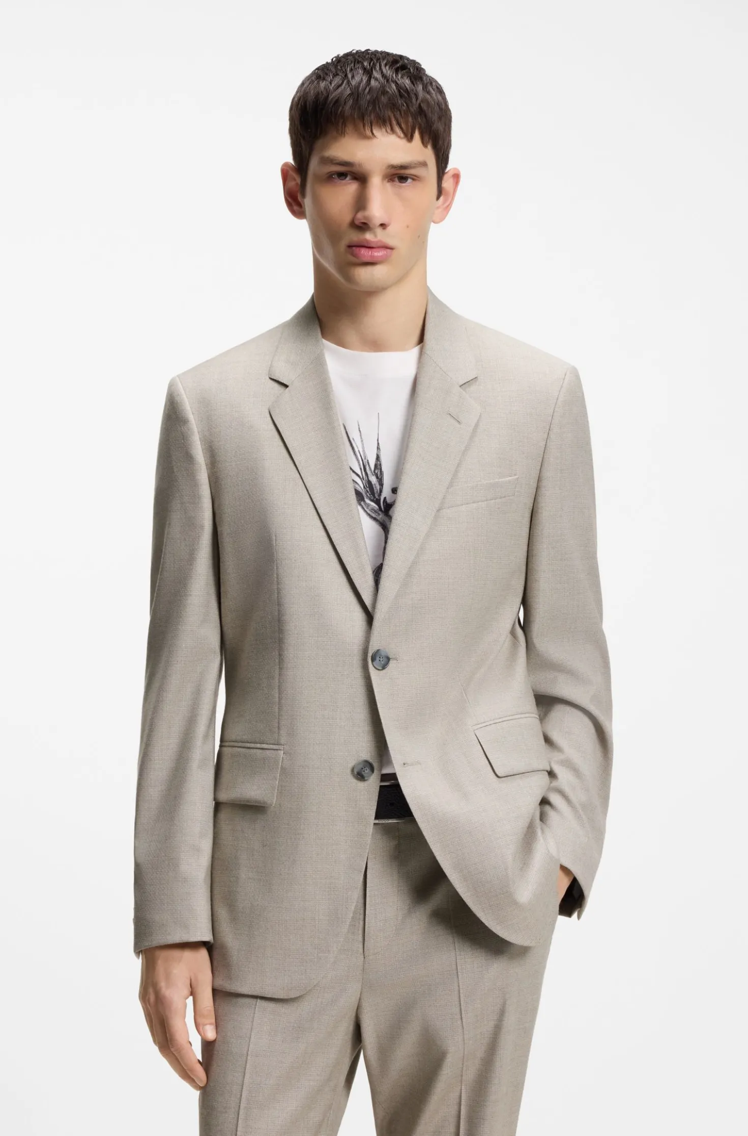 Modern-fit suit jacket in stretch twill