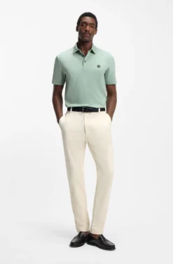 Modern-fit trousers in easy-iron cotton-blend twill