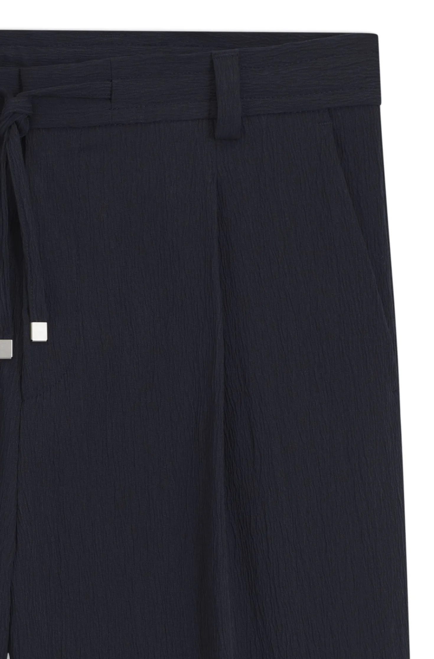 Modern-fit trousers in performance-stretch seersucker
