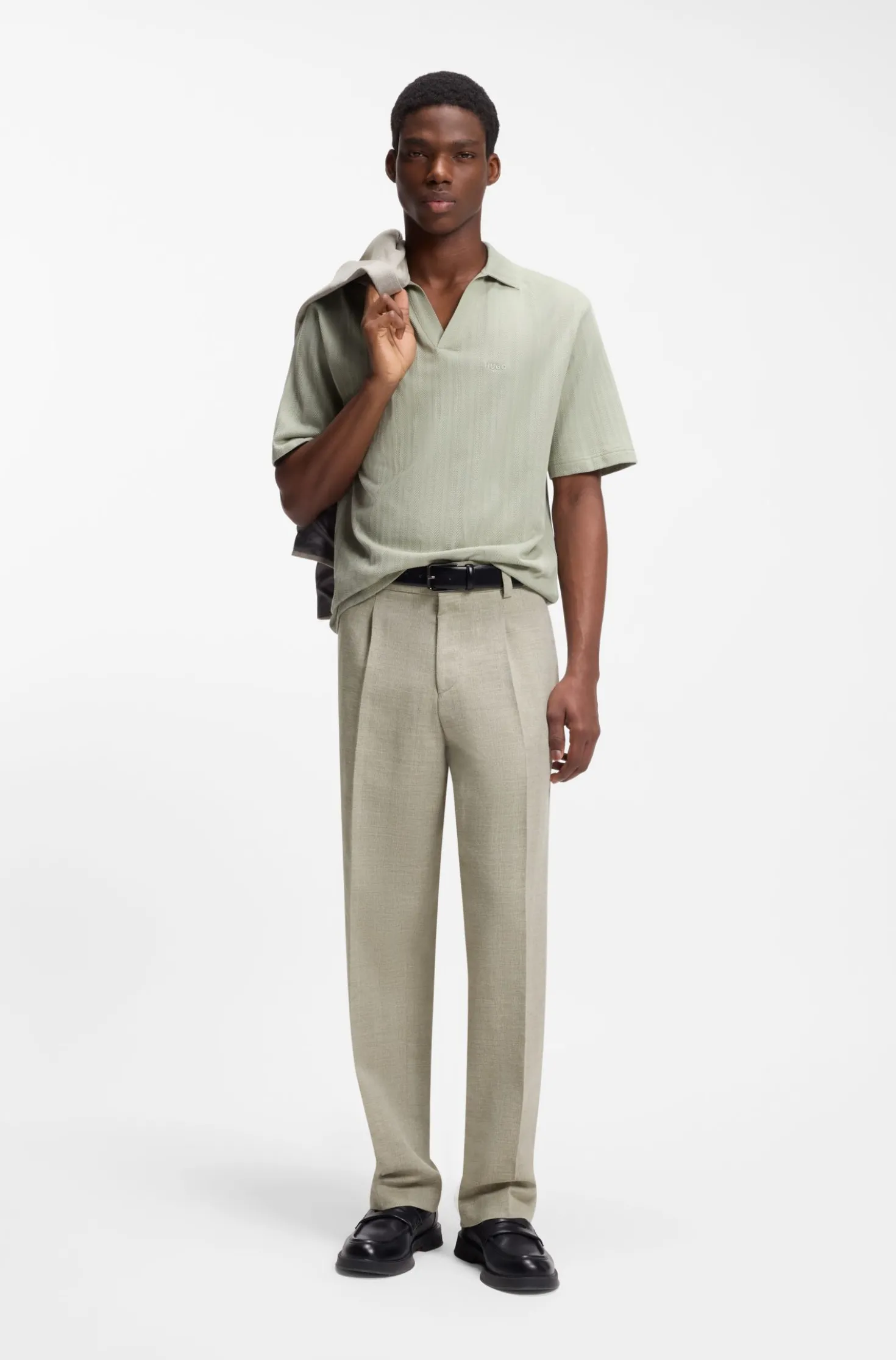Modern-fit trousers with herringbone weave