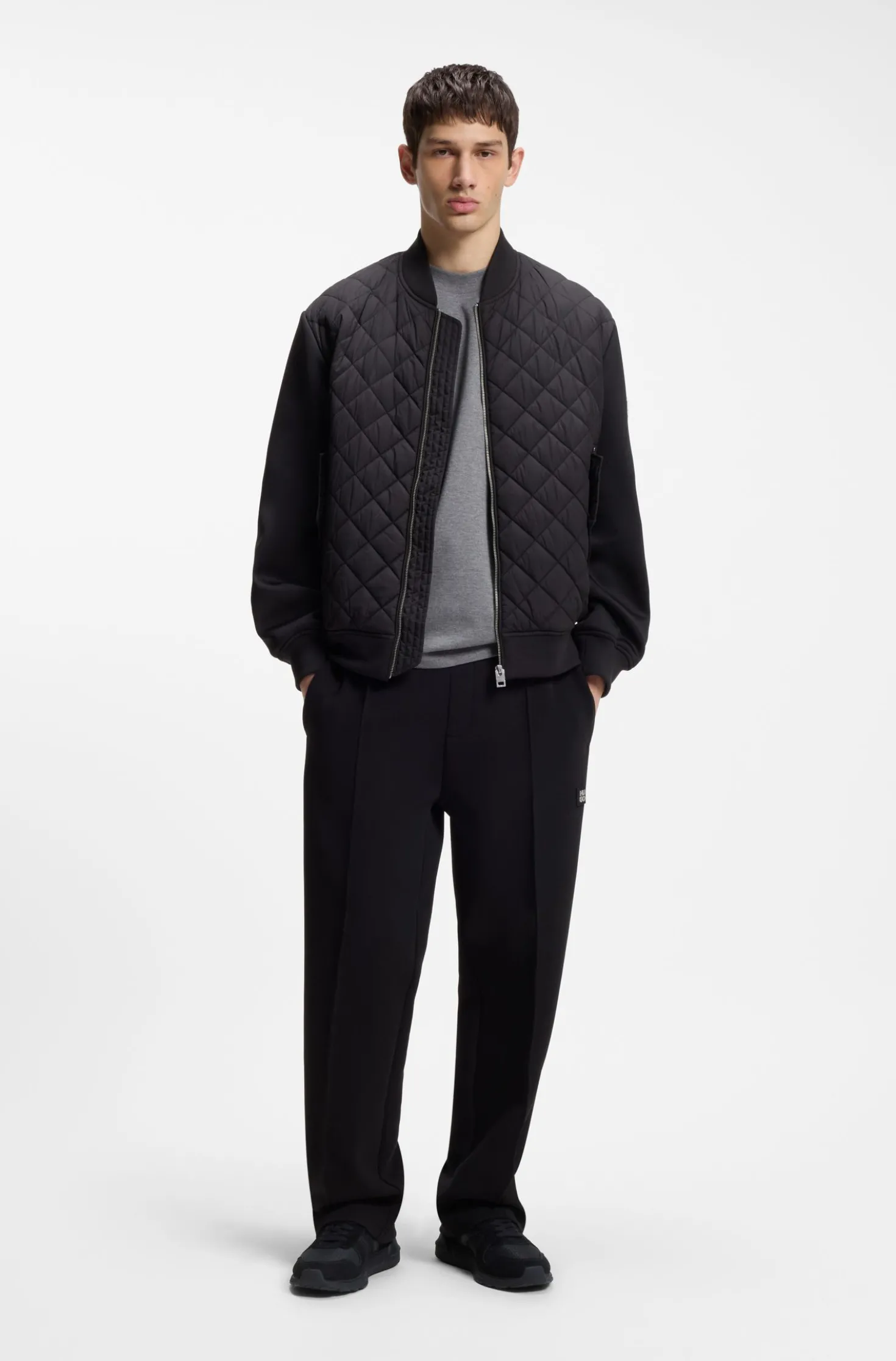 Monogram-jacquard trainers with faux-suede trims