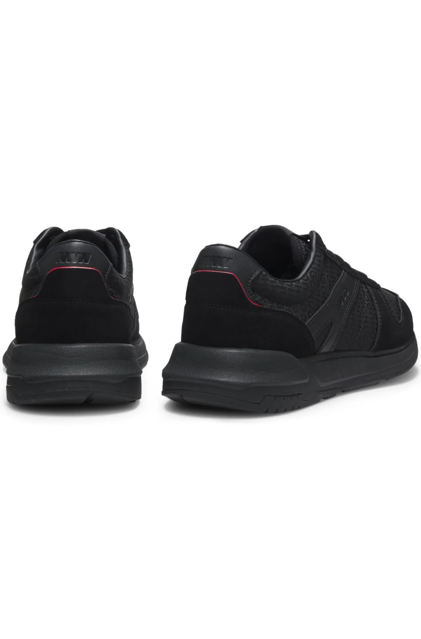 Monogram-jacquard trainers with faux-suede trims