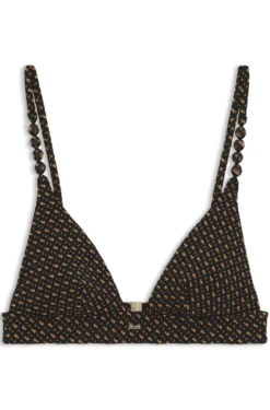 Monogram-patterned bikini top with removable padding