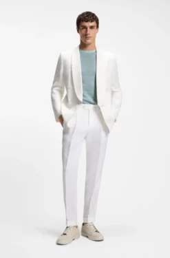 Mouliné-structured T-shirt in cotton, linen and silk