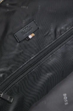 Multi-pocket backpack with leather trims