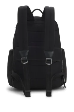 Multi-pocket backpack with leather trims