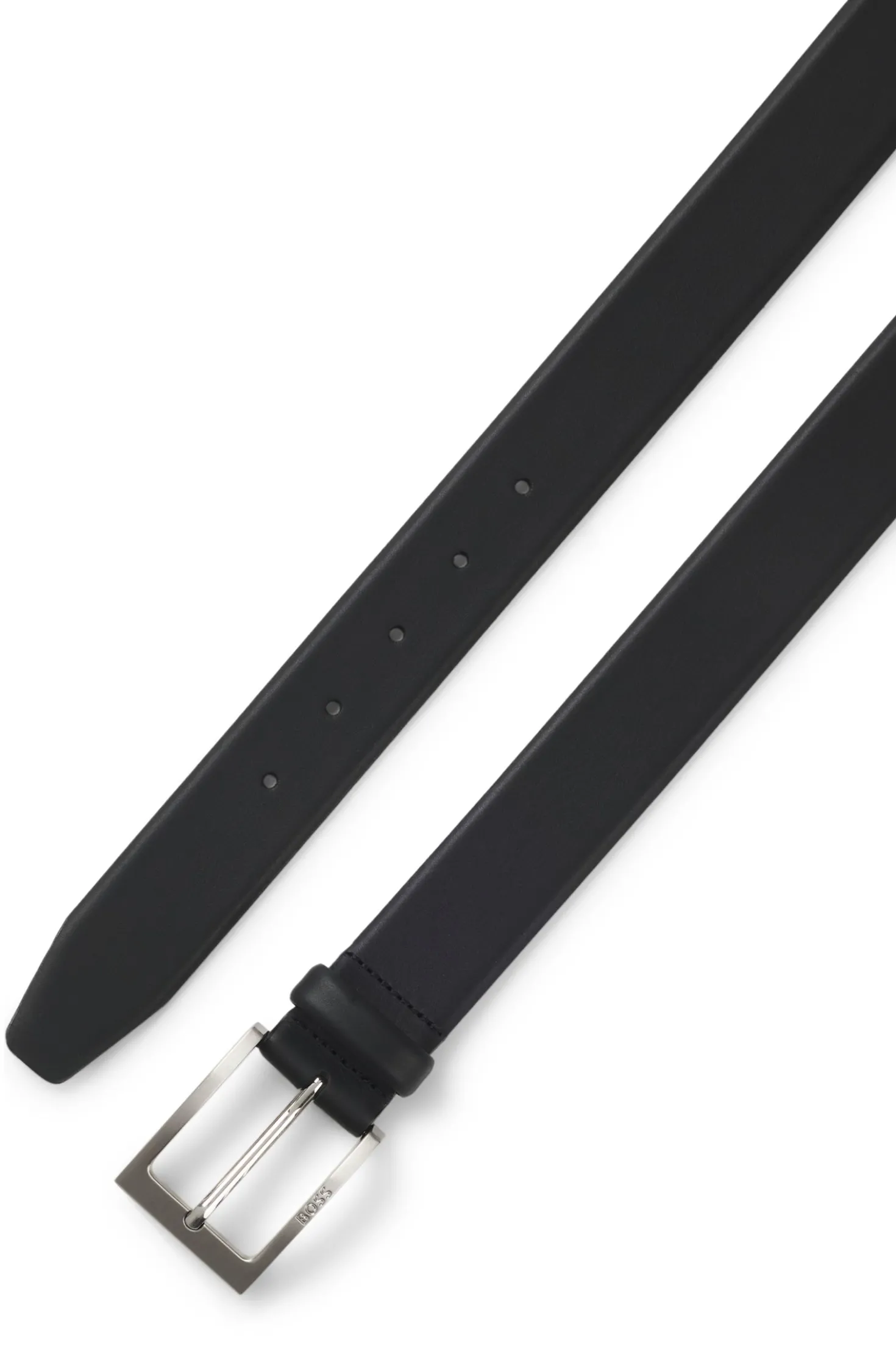 Nappa-leather belt with pin buckle