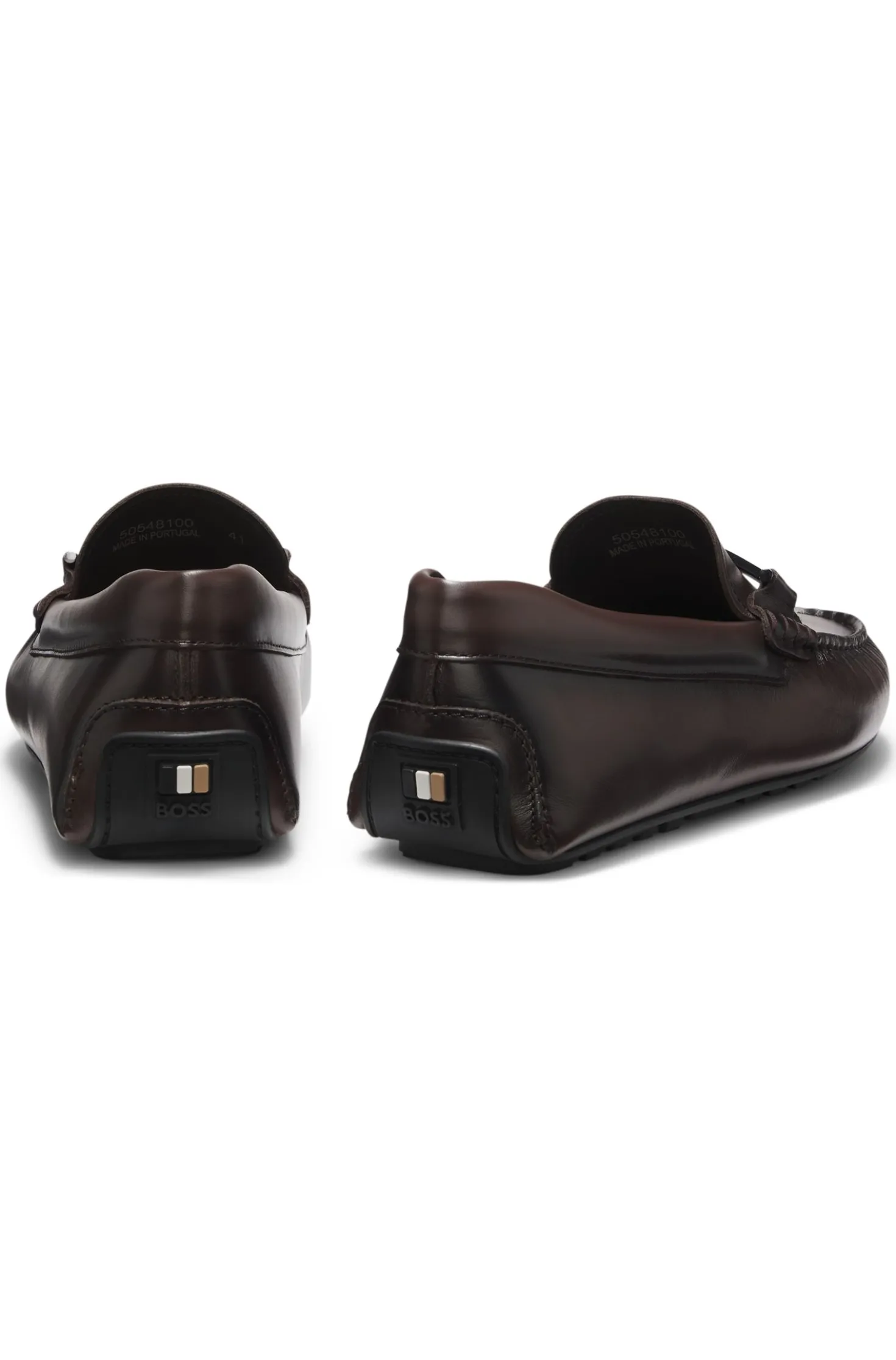 Nappa-leather driver shoes with branded hardware