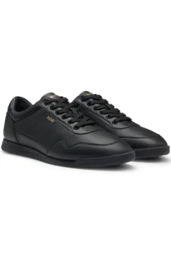 Nappa-leather trainers with gold-tone branding