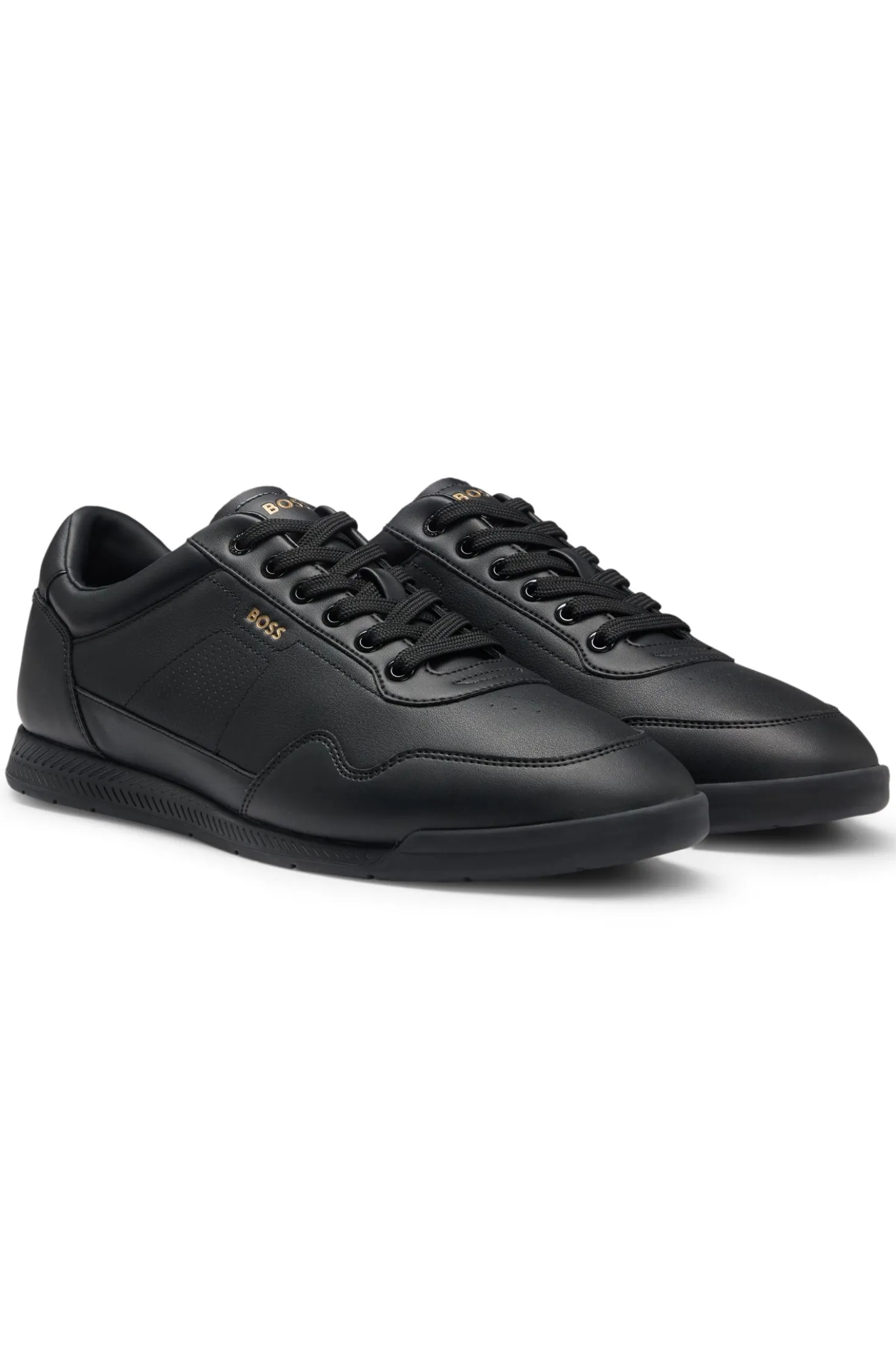 Nappa-leather trainers with gold-tone branding