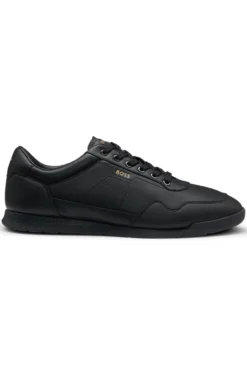 Nappa-leather trainers with gold-tone branding