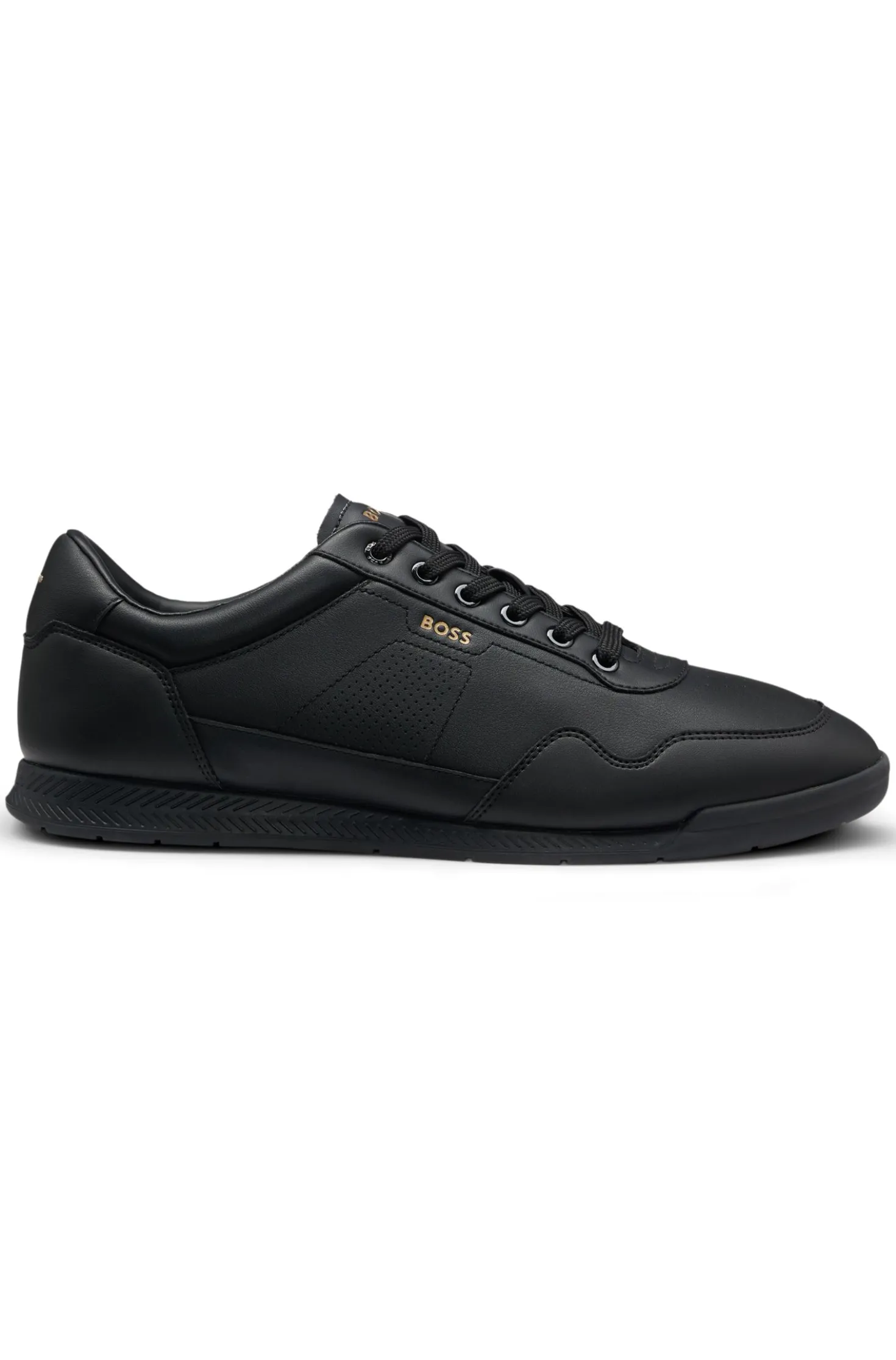 Nappa-leather trainers with gold-tone branding