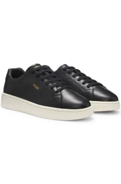 Nappa-leather trainers with gold-tone logo