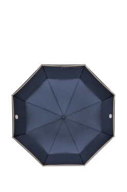 Navy pocket umbrella with Double B and signature stripes