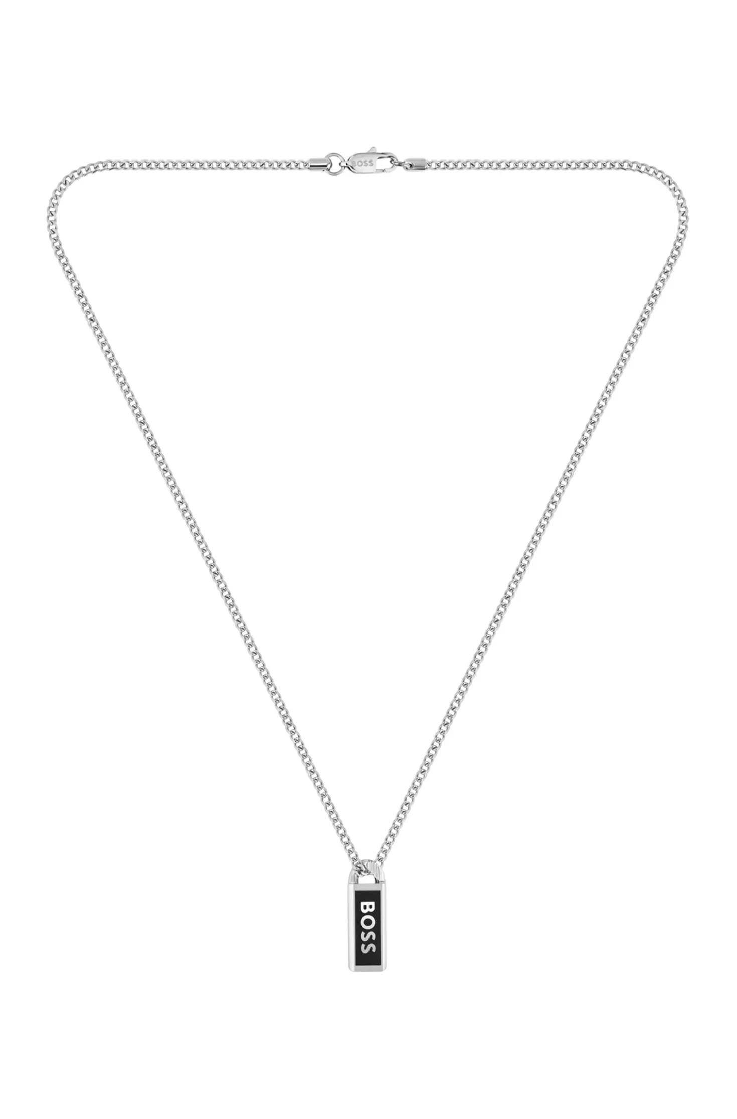 Necklace with logo plate