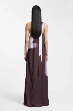 One-shoulder dress with floral print