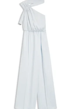 One-shoulder jumpsuit with wrap-effect front