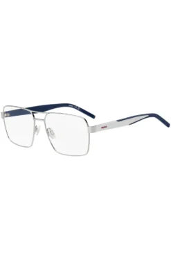 Optical frames in silver-tone metal with blue accents