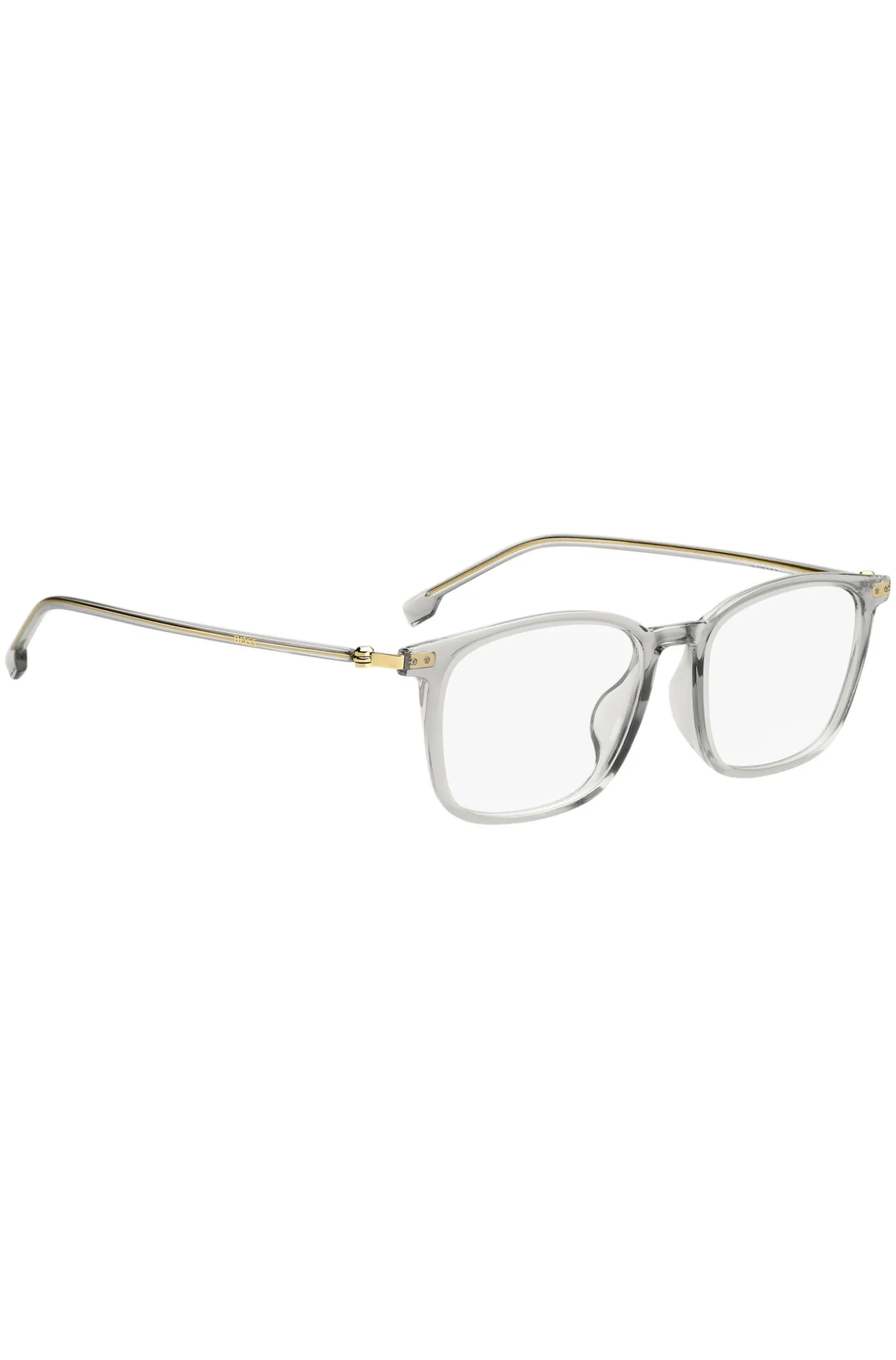 Optical frames in transparent acetate and gold-tone steel