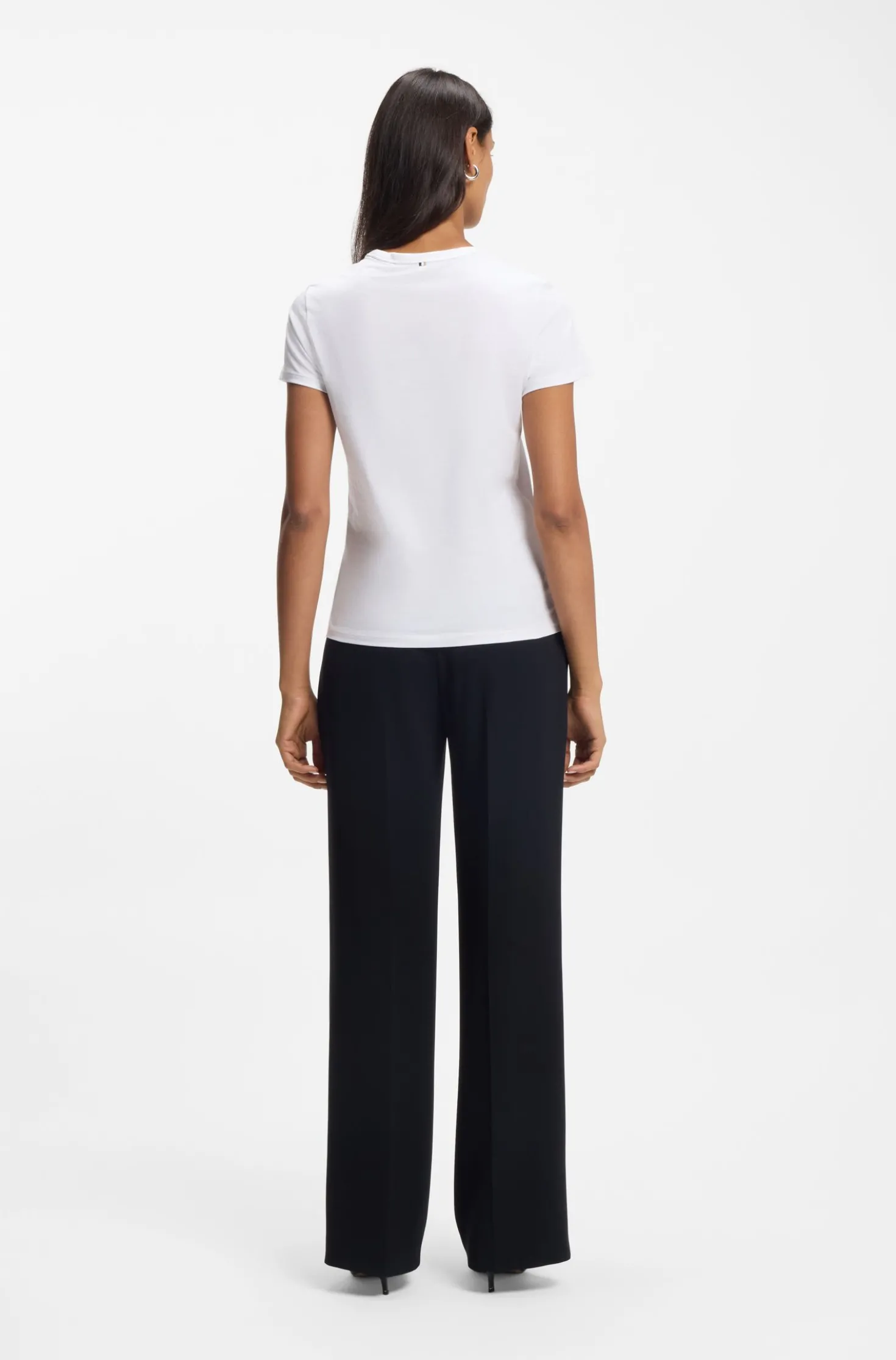 Organic-cotton slim-fit T-shirt with contrast logo