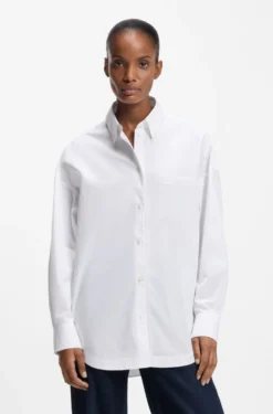 Oversized-fit blouse in cotton poplin and organza
