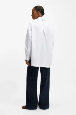 Oversized-fit blouse in cotton poplin and organza