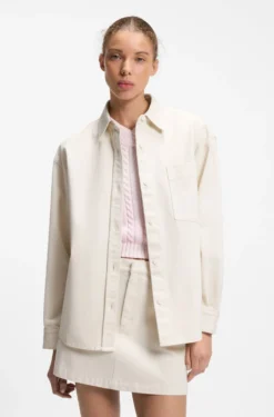 Oversized-fit blouse in cotton twill