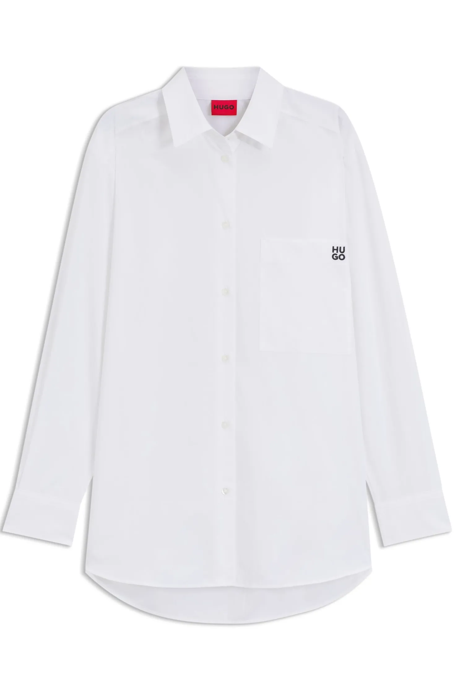 Oversized-fit blouse in cotton canvas with embroidered logo