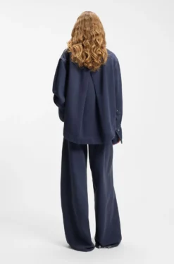 Oversized-fit blouse in smoky-blue rigid denim