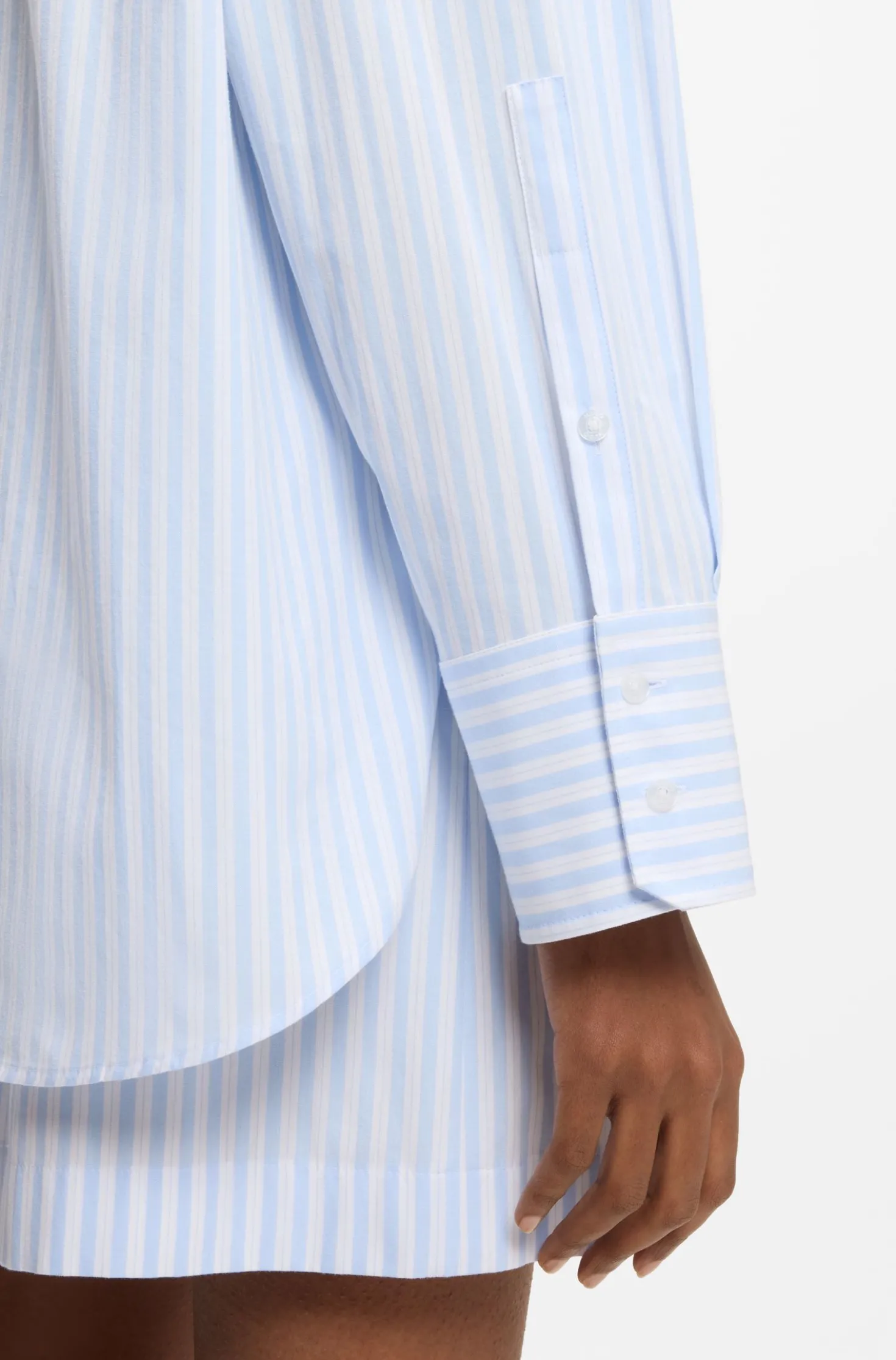 Oversized-fit blouse in striped cotton poplin