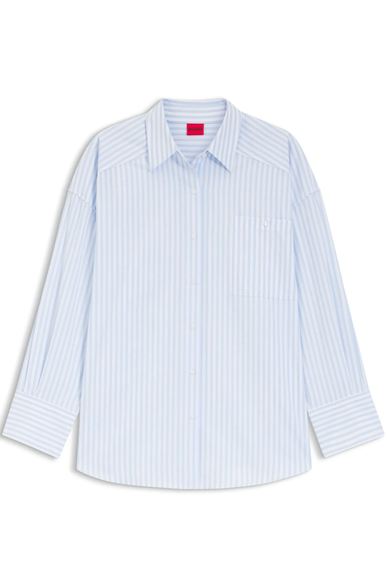 Oversized-fit blouse in striped cotton poplin