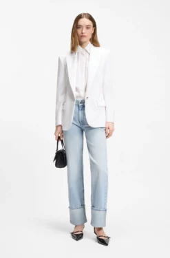 Oversized-fit blouse with burnout logo print