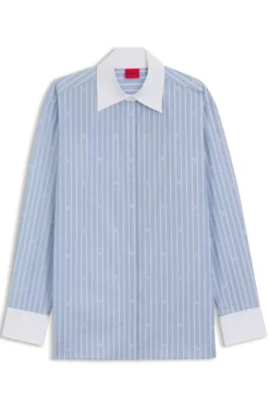 Oversized-fit blouse with stacked logos