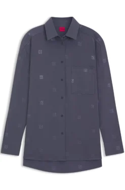 Oversized-fit blouse with stacked logos
