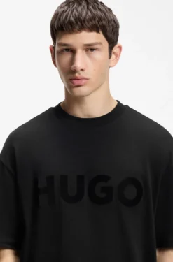 Oversized-fit cotton T-shirt with reflective logo