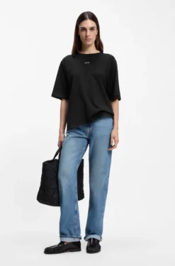 Oversized-fit cotton T-shirt with puff-print logo